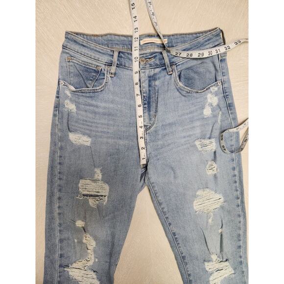 Levis 721 High Rise Skinny Jeans Women's Light Wash Distressed Denim Size 30 - Picture 5 of 8